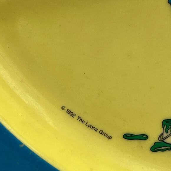 VTG 90s Barney Purple Dinosaur Loves to Paint 9" Divided Kids Plate Melamine - Picture 4 of 8